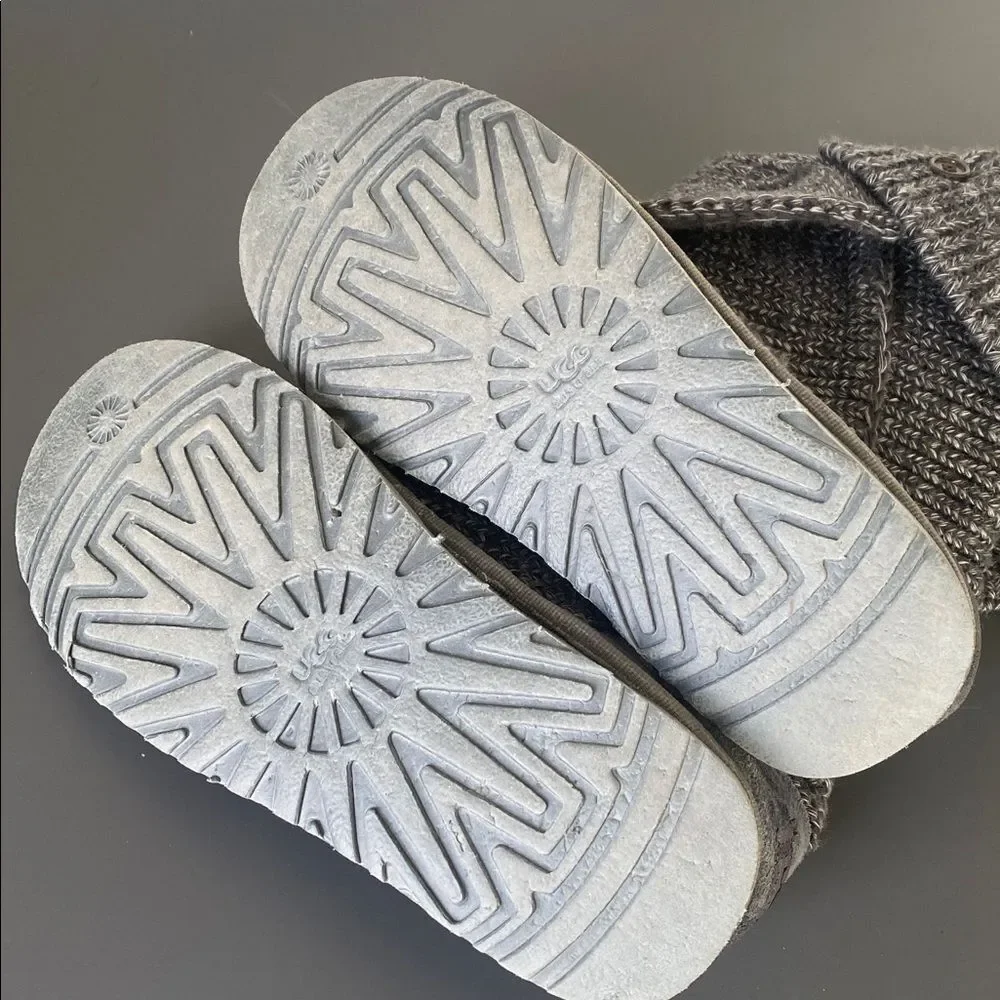 UGG Women’s Classic Cardy Knit Tall Boots Gray US 8 Shepherd Insole Boho Cottage